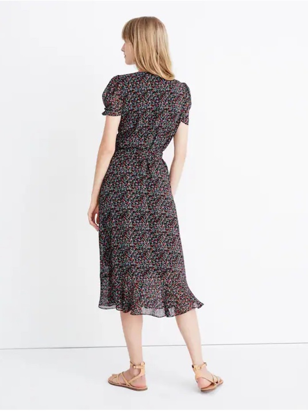 Madewell Button-Sleeve Wrap Midi Dress in Fieldwalk Floral, small - Picture 6 of 6